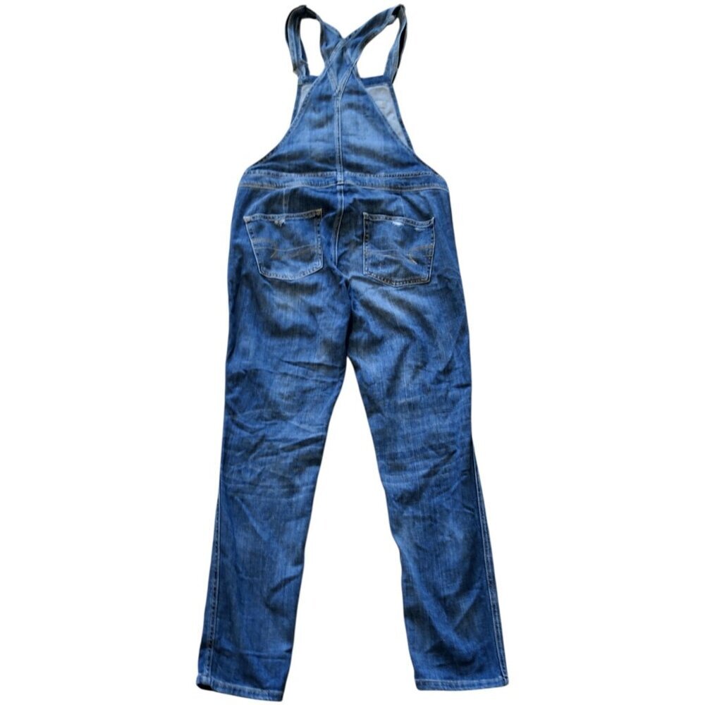 American Eagle Tomgirl Distressed Denim Bib Straight Leg Overalls Women's Small - Picture 3 of 7